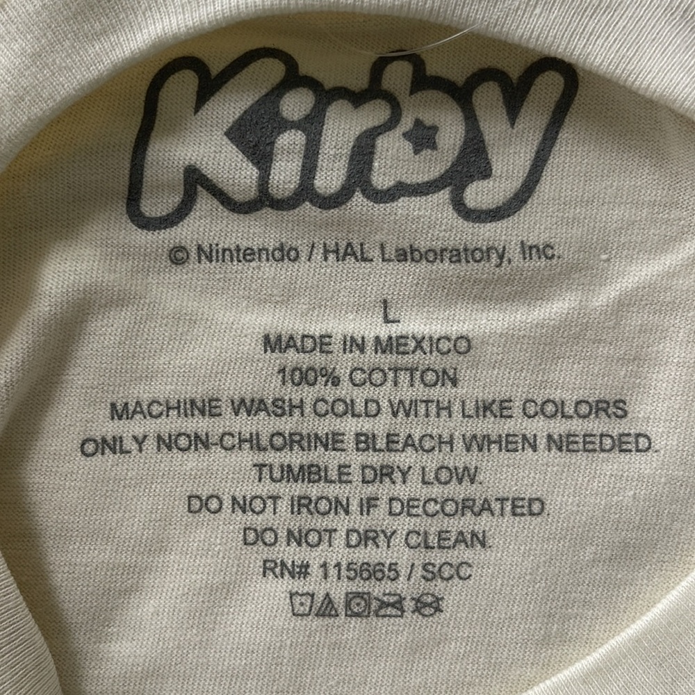 NINTENDO Kirby Rainbow Colorful Graphic Tee Shirt Size L XXL Japanese Script - Picture 5 of 6
